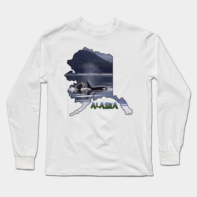 Alaska (Orca Whales) Long Sleeve T-Shirt by gorff